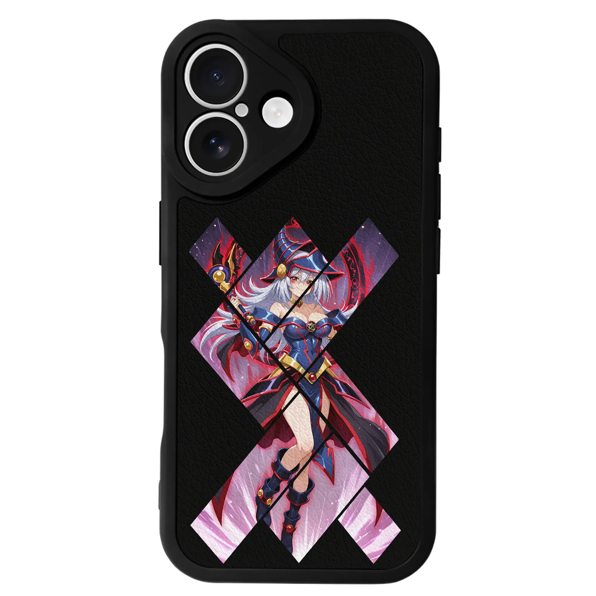 遊☆戯☆王 グッズ,黒魔導少女 - IPhone 16シリーズ対応 ・ シリコンスマホケース ・ レザー調 ・ 高精度フィット ・ 耐衝撃 ・ ワイヤレス充電対応 ・ 精密カット